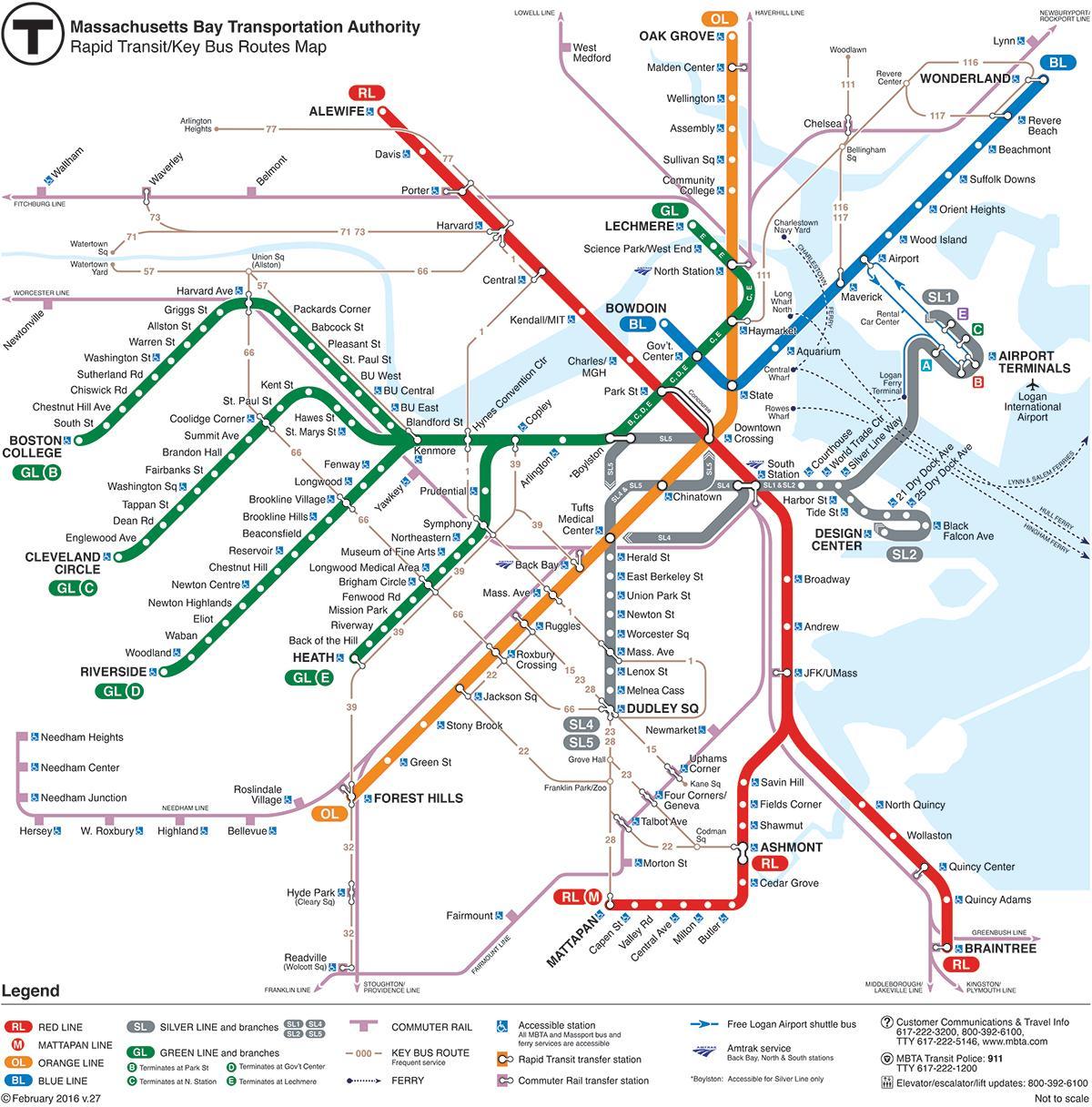MBTA نقشه خط قرمز