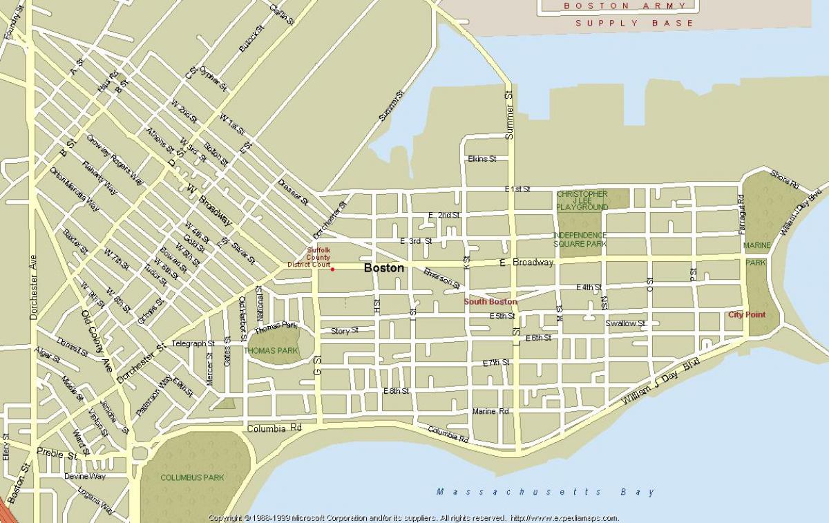 نقشه خیابان های بوستون