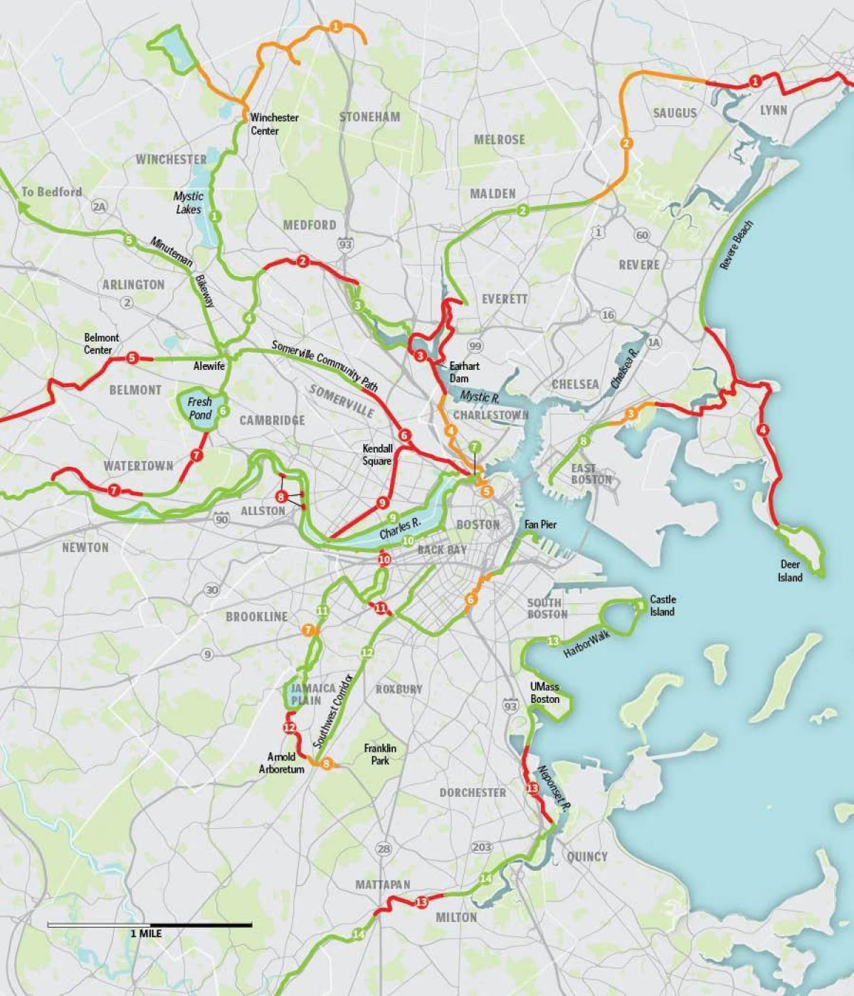 نقشه از بوستون دوچرخه