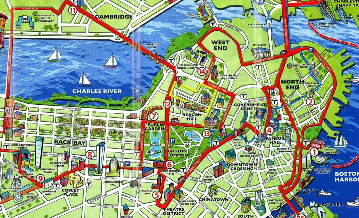 نقشه سیاحتی و گردشگری بوستون