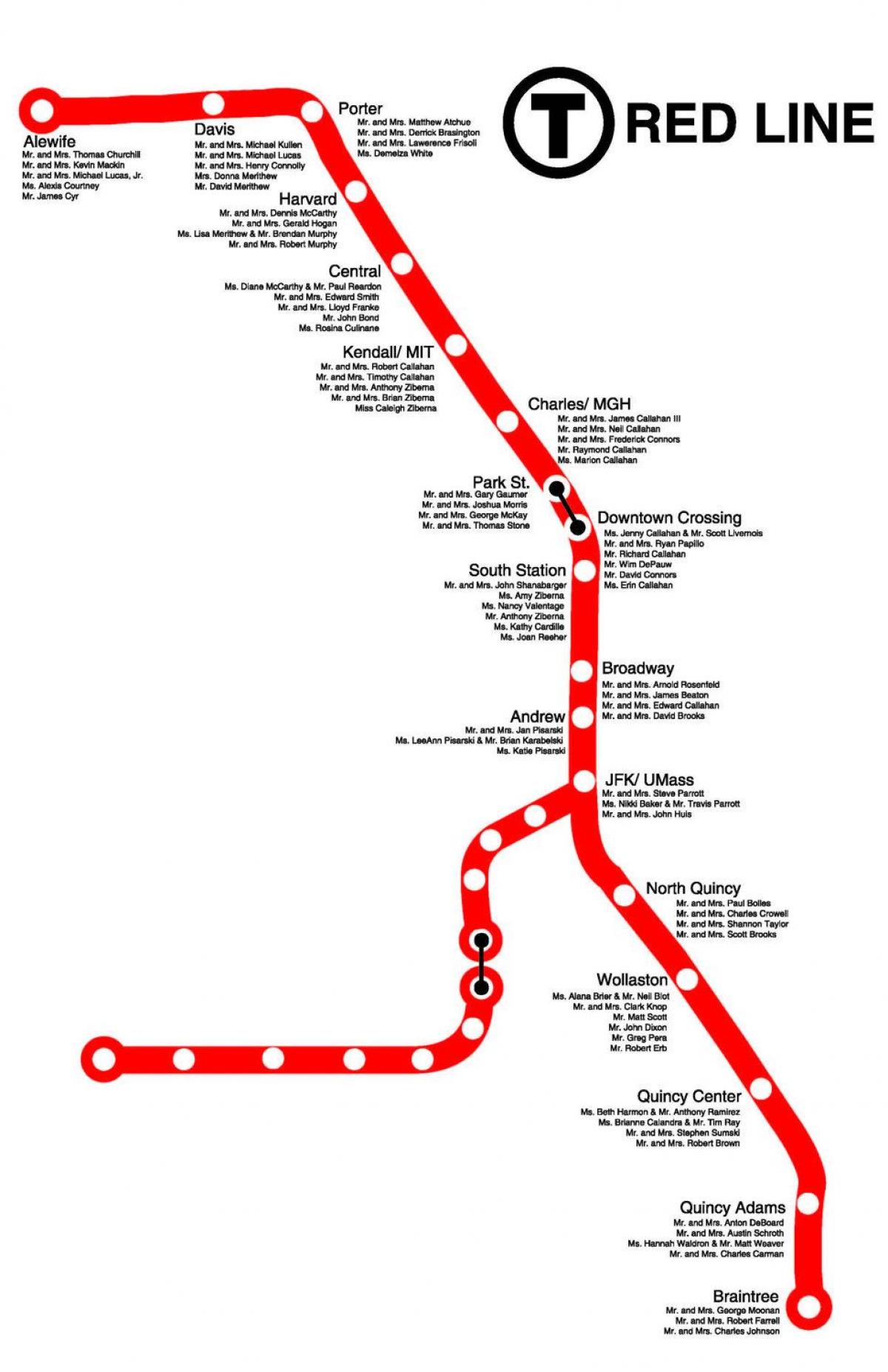 خط قرمز بوستون نقشه