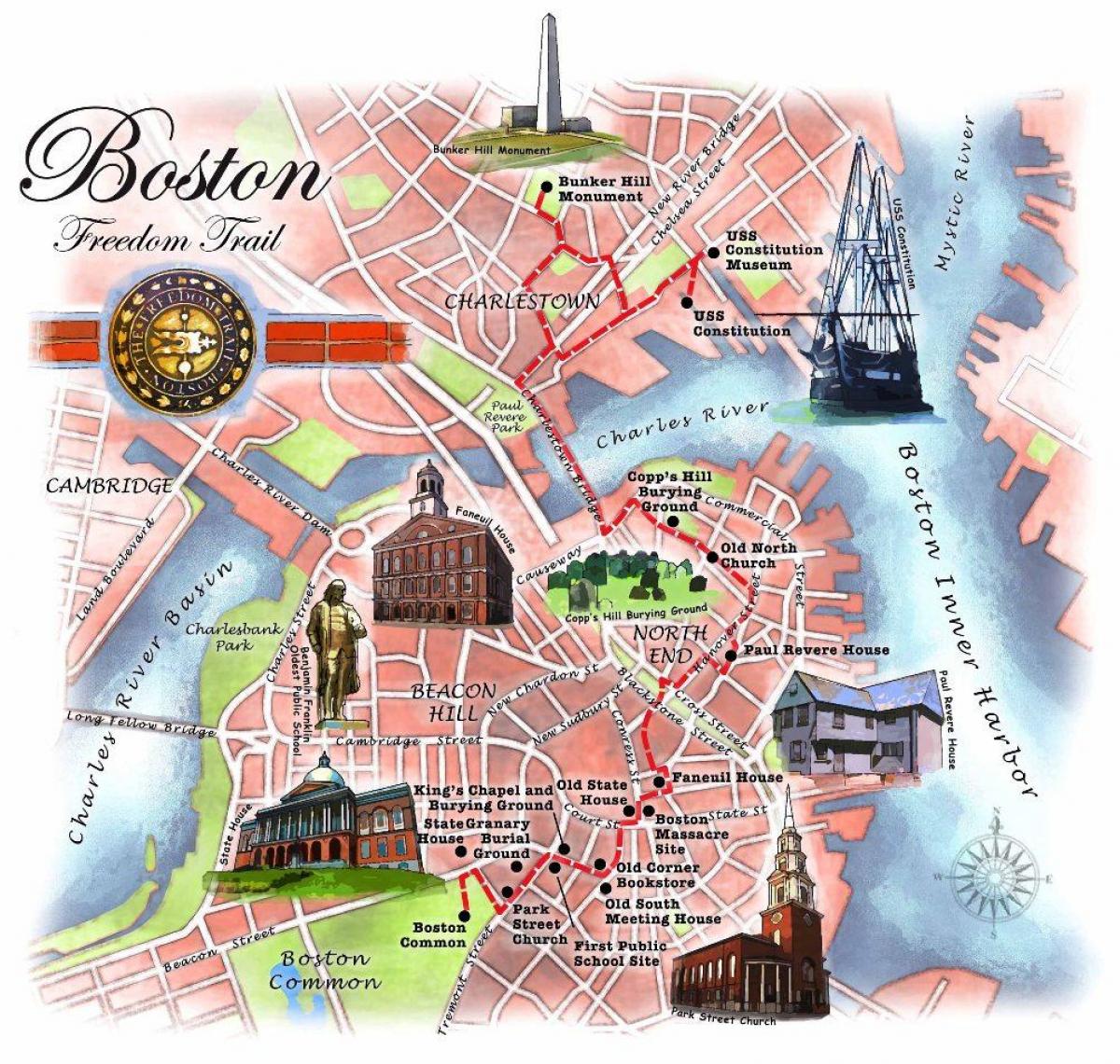 نقشه از بوستون دنباله آزادی