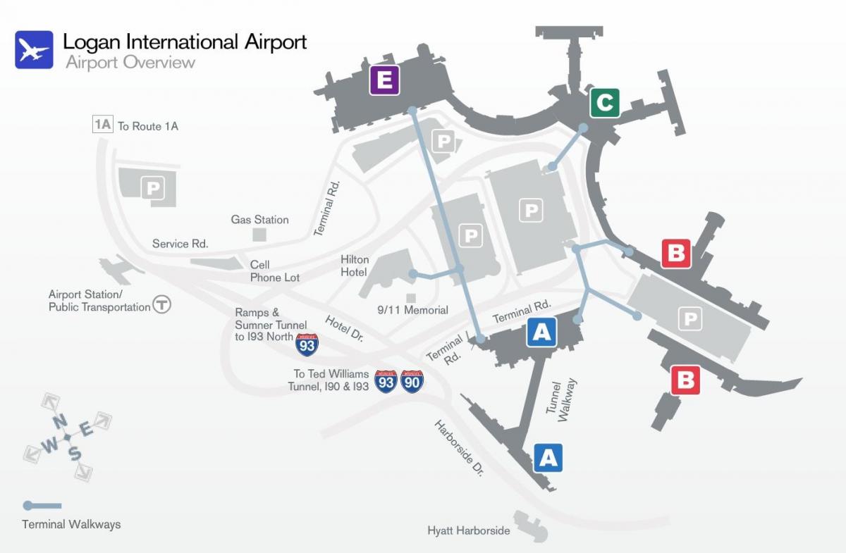 نقشه از فرودگاه لوگان ترمینال b