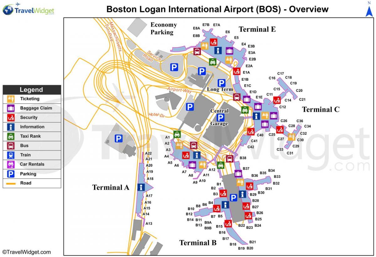 بوستون لوگان نقشه