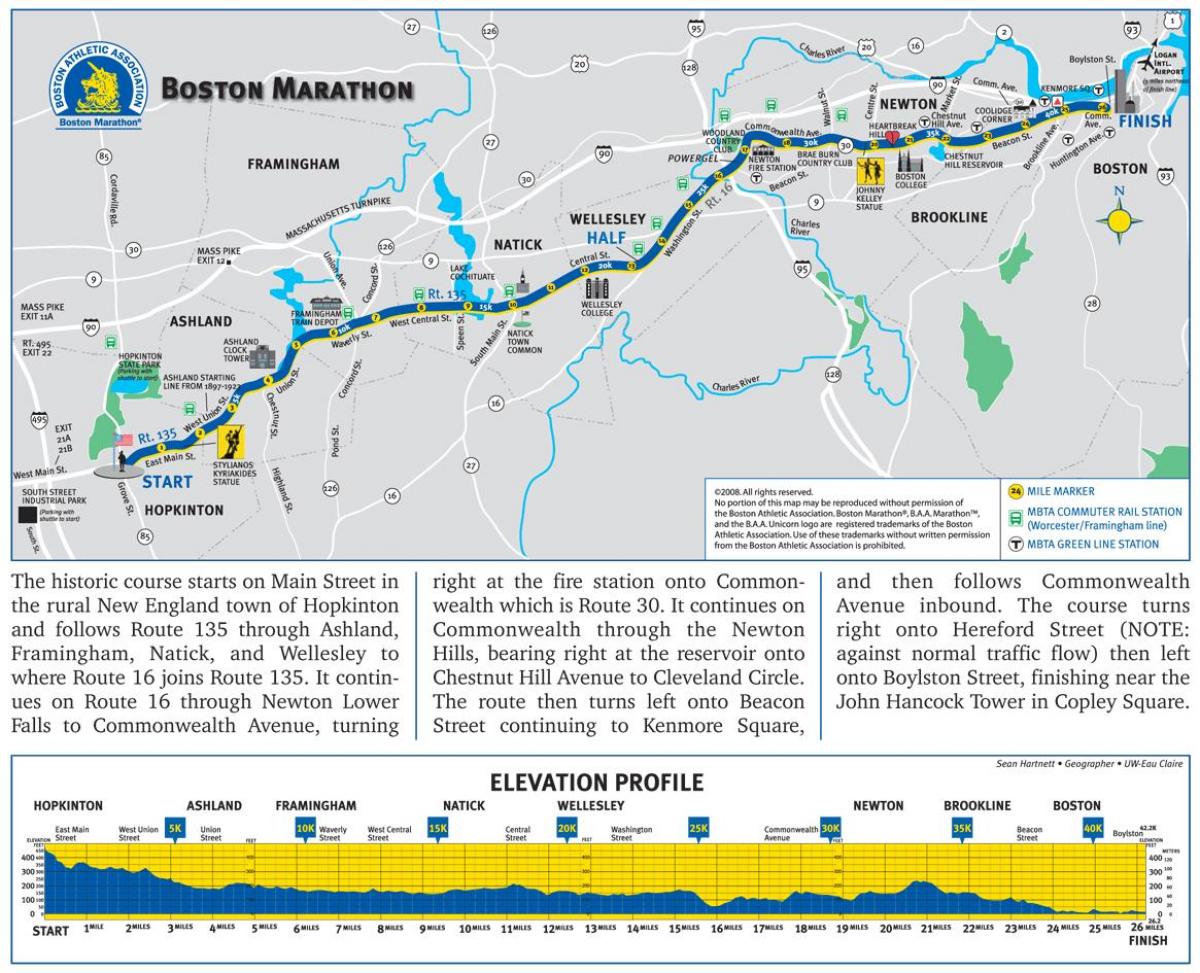 ماراتن بوستون ارتفاع نقشه