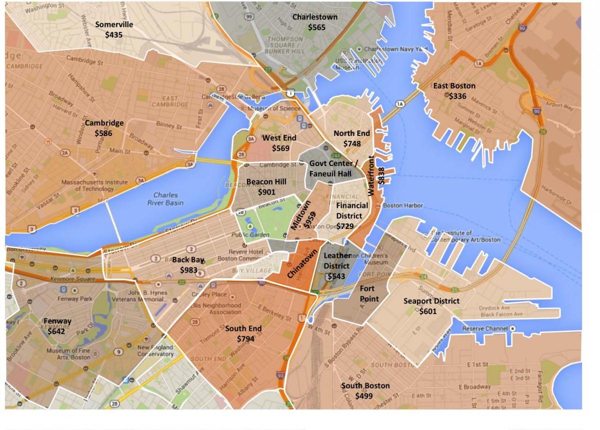 شهر بوستون منطقه بندی نقشه