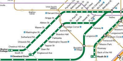 MBTA خط سبز نقشه